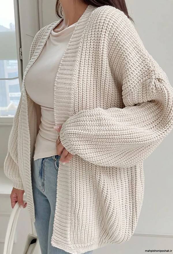 ژاکت بافتنی زنانه مدل آزاد